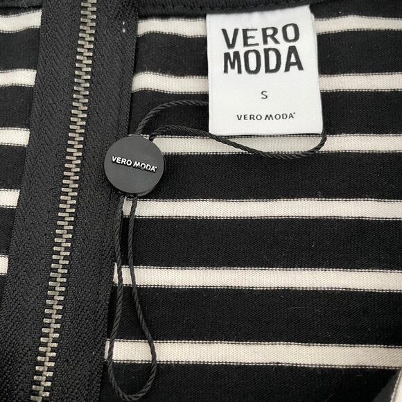 Vero Moda VMSKY 3/4 Sleeve Striped Poly Cotton Short Dress NOOS Blk + Wht Sz S - Picture 6 of 10